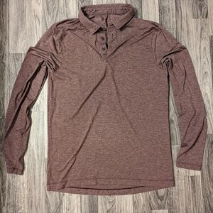 Lululemon Evolution Long Sleeve Polo Shirt Men's Medium heathered cassis